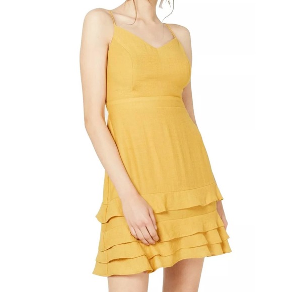 City Studio Yellow  Sheath Tied-Back Ruffled Hem - Picture 1 of 3